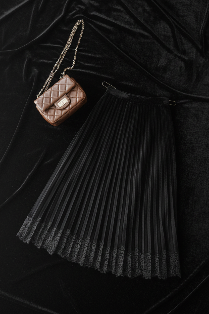 Black Velvet Lace Skirt Styled