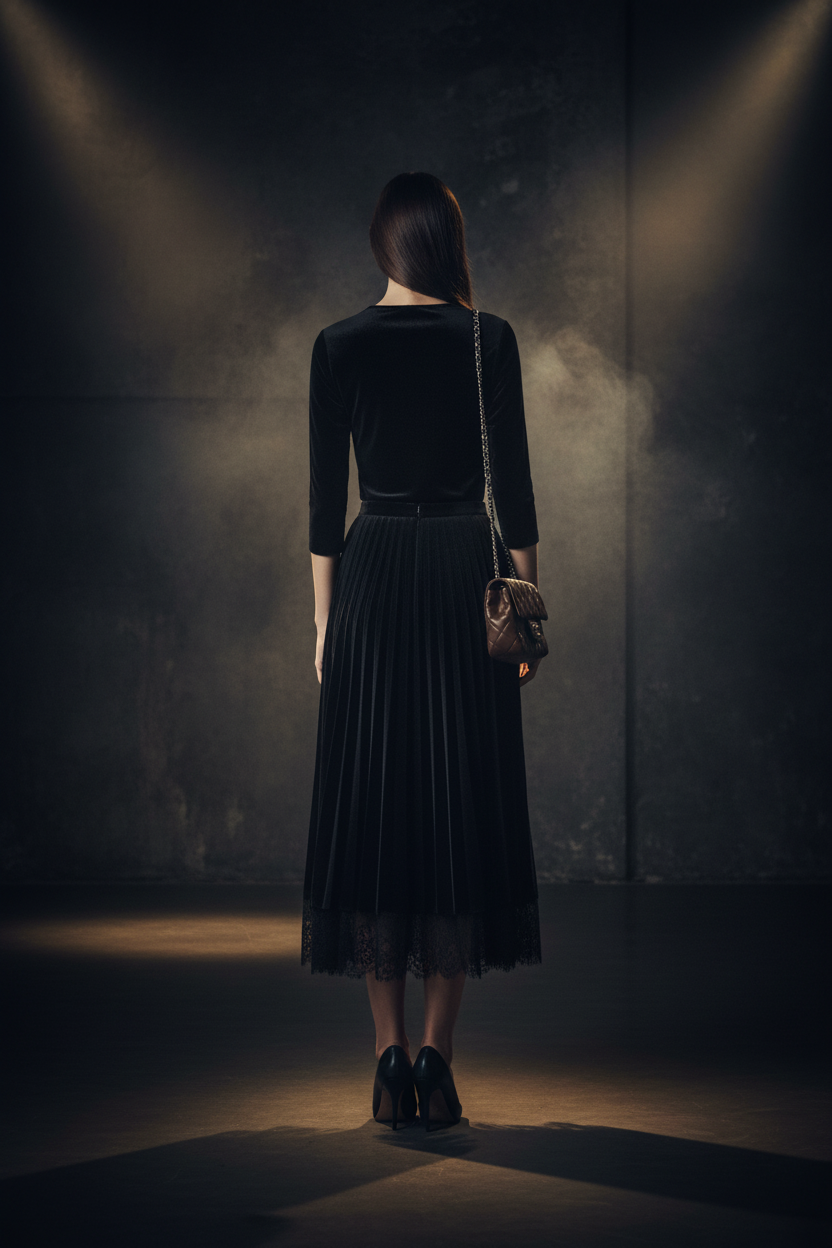 Black Velvet Skirt Back View