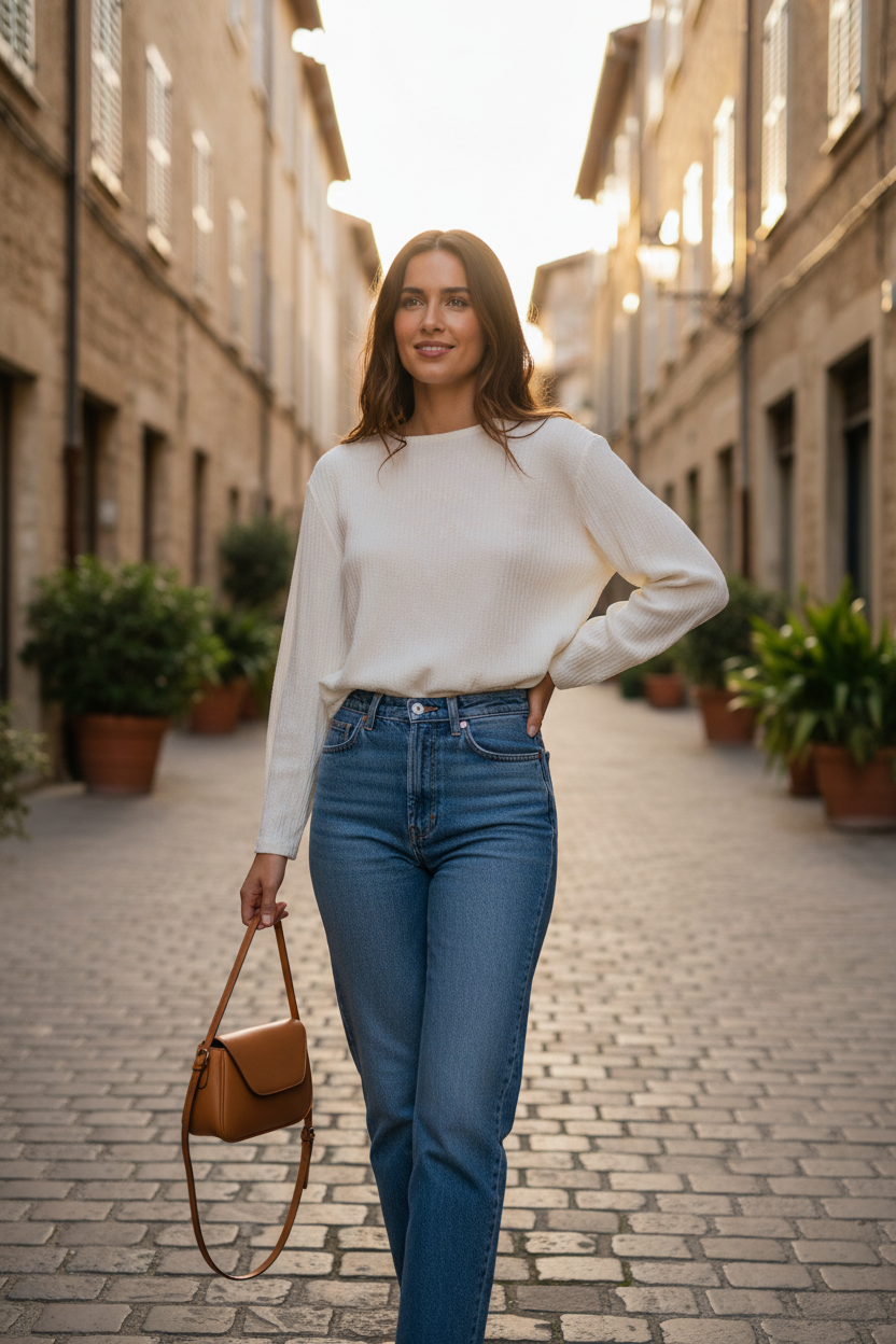 Vintage Cream Crinkle Weave Blouse — Relaxed Fit