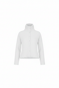 White ribbed turtleneck sweater flat lay on white background